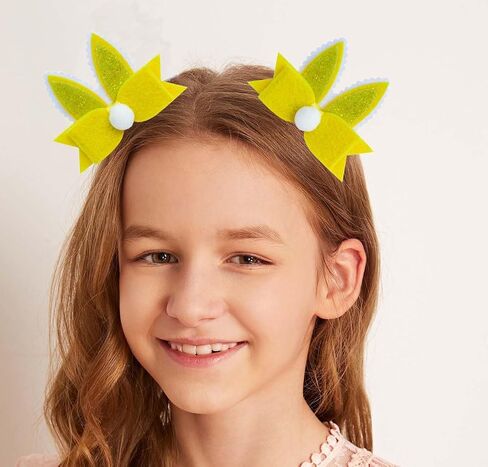 Bunny Ear Hair Bow Hair Clip for Baby Girls Easter Cartoon Rabbit Glitter Ears Hair Clip Hairpin Hair Accessory TSFJ92 (Yellow) in Saudi Arabia