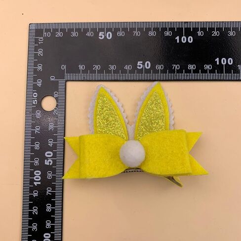 Bunny Ear Hair Bow Hair Clip for Baby Girls Easter Cartoon Rabbit Glitter Ears Hair Clip Hairpin Hair Accessory TSFJ92 (Yellow) in Saudi Arabia