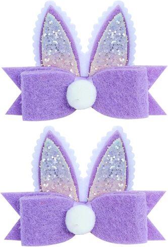 أرنب الأذن شعر القوس مقطع للبنات الفتيات عيد الفصح كرتون أرنب بريق آذان الشعر مقطع الشعر دبوس الشعر ملحق TSFJ92 (أصفر) in Kuwait