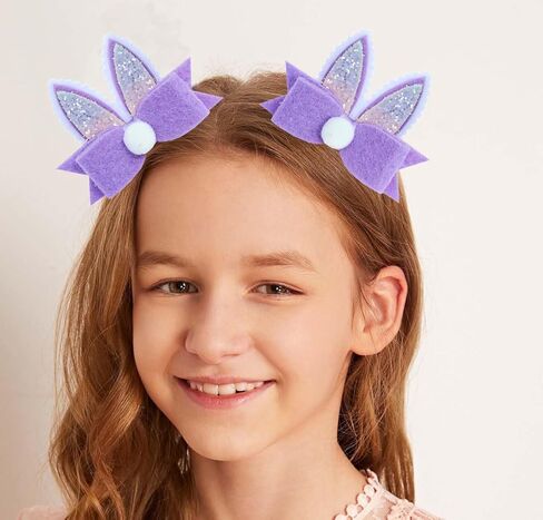 أرنب الأذن شعر القوس مقطع للبنات الفتيات عيد الفصح كرتون أرنب بريق آذان الشعر مقطع الشعر دبوس الشعر ملحق TSFJ92 (أصفر) in Kuwait