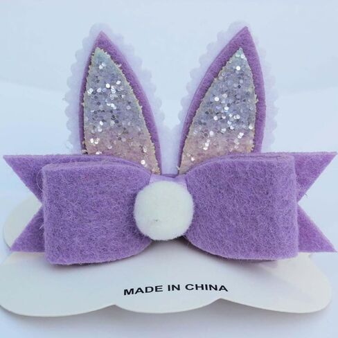 أرنب الأذن شعر القوس مقطع للبنات الفتيات عيد الفصح كرتون أرنب بريق آذان الشعر مقطع الشعر دبوس الشعر ملحق TSFJ92 (أصفر) in Kuwait