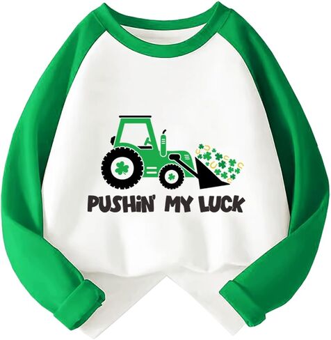 Toddler St Patricks Day Shirt Boys Girls Green Lucky Shamrock Clover Tees Kids Long Sleeve Saint Patrick's Tee Tops 2-7T in Saudi Arabia
