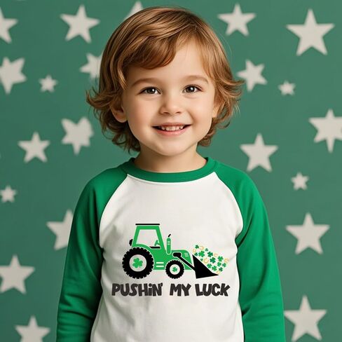 Toddler St Patricks Day Shirt Boys Girls Green Lucky Shamrock Clover Tees Kids Long Sleeve Saint Patrick's Tee Tops 2-7T in Saudi Arabia