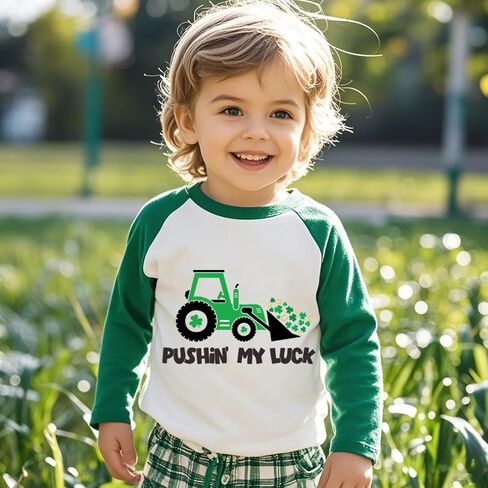 Toddler St Patricks Day Shirt Boys Girls Green Lucky Shamrock Clover Tees Kids Long Sleeve Saint Patrick's Tee Tops 2-7T in Saudi Arabia