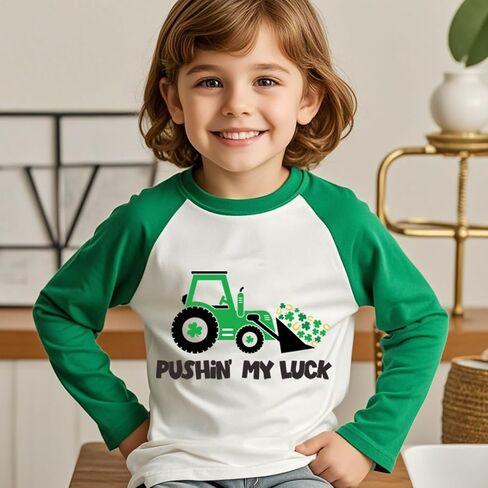 Toddler St Patricks Day Shirt Boys Girls Green Lucky Shamrock Clover Tees Kids Long Sleeve Saint Patrick's Tee Tops 2-7T in Saudi Arabia