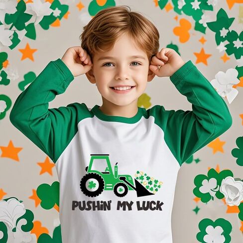 Toddler St Patricks Day Shirt Boys Girls Green Lucky Shamrock Clover Tees Kids Long Sleeve Saint Patrick's Tee Tops 2-7T in Saudi Arabia
