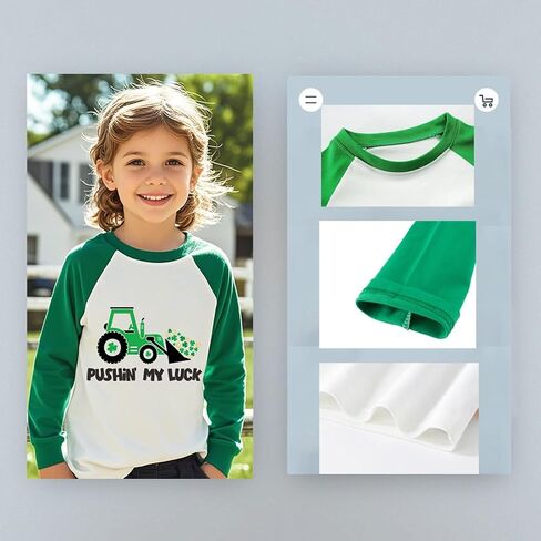 Toddler St Patricks Day Shirt Boys Girls Green Lucky Shamrock Clover Tees Kids Long Sleeve Saint Patrick's Tee Tops 2-7T in Saudi Arabia
