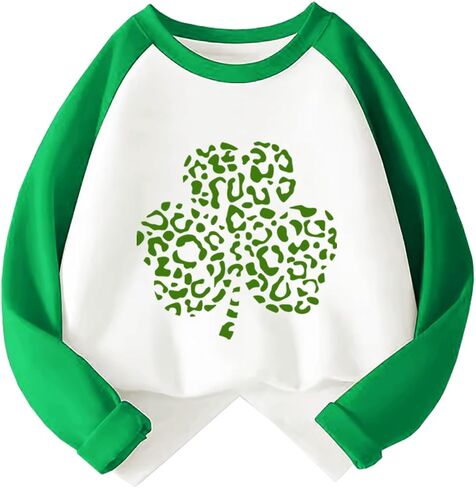 Toddler St Patricks Day Shirt Boys Girls Green Lucky Shamrock Clover Tees Kids Long Sleeve Saint Patrick's Tee Tops 2-7T in Saudi Arabia