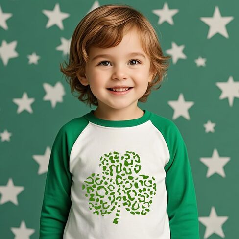 Toddler St Patricks Day Shirt Boys Girls Green Lucky Shamrock Clover Tees Kids Long Sleeve Saint Patrick's Tee Tops 2-7T in Saudi Arabia