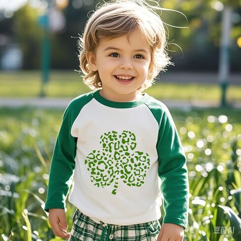 Toddler St Patricks Day Shirt Boys Girls Green Lucky Shamrock Clover Tees Kids Long Sleeve Saint Patrick's Tee Tops 2-7T in Saudi Arabia