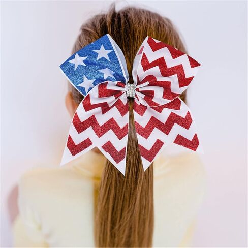 7inch Baby Girl's American flag hair bow,Hair Accessories for 4th of July(F9) (2) in Kuwait