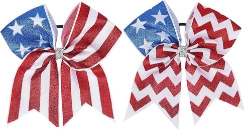 7inch Baby Girl's American flag hair bow,Hair Accessories for 4th of July(F9) (2) in Kuwait