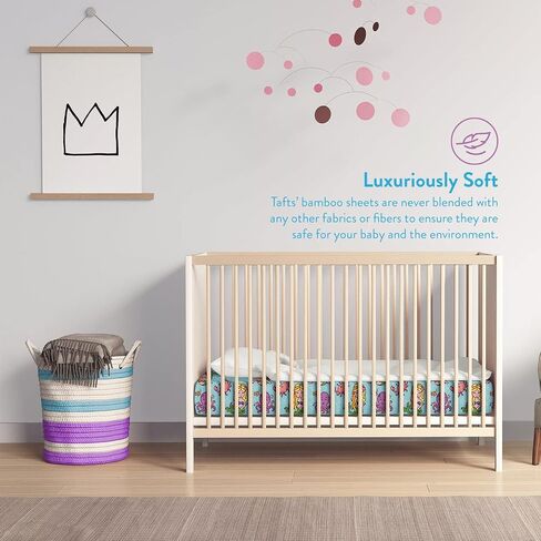 Tafts 100% Viscose Fitted Crib Sheets, Girls, Boys & Unisex, 8 Inch Deep Pocket, Standard Crib & Toddler Mattress, Cooling, Soft, 360 Elastic, Lifetime Quality (28 x 52 Mermaid) in Saudi Arabia