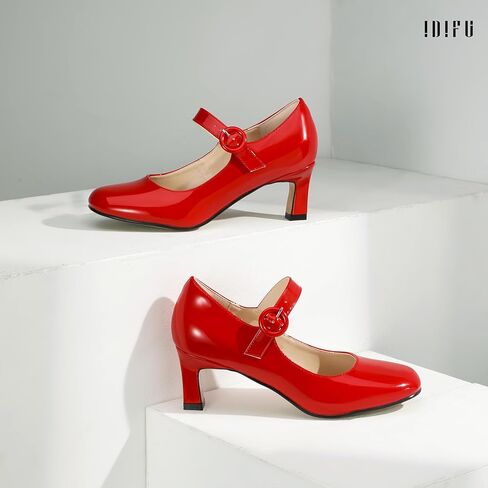 Idifu in3 Mary Jane Shoes Women's Round Round Low Low Short Short Small Heels أحذية ثياب ذات كعب أعناق للنساء للسيدات الزفاف in Kuwait
