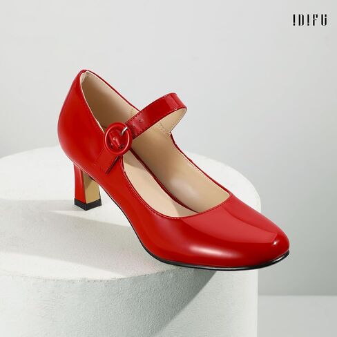 Idifu in3 Mary Jane Shoes Women's Round Round Low Low Short Short Small Heels أحذية ثياب ذات كعب أعناق للنساء للسيدات الزفاف in Kuwait