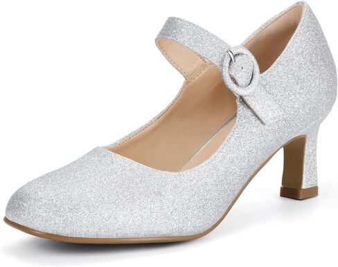 IDIFU IN3 Mary Jane Shoes Women's Closed Round Toe Low Short Small Heels Dressy Heeled Dress Shoes for Women Bride Ladies Wedding Work Comfortable Trendy Pumps with Round Buckle in Saudi Arabia