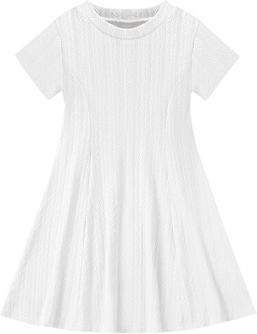 Neutocd Toddler Baby Girl Dress Short Sleeve A Line Ribbed Knit Skater Twirl Sundress Casual Cute Summer Dresses for Girls in Saudi Arabia