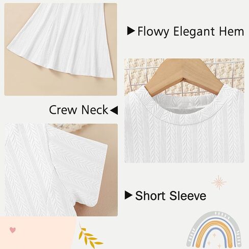 Neutocd Toddler Baby Girl Dress Short Sleeve A Line Ribbed Knit Skater Twirl Sundress Casual Cute Summer Dresses for Girls in Saudi Arabia