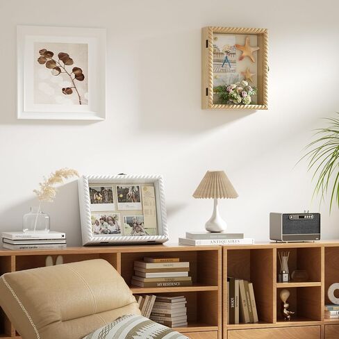 Alsonerbay Shadow Box Frame 11 x 14, Wood Shadow Box Display Case with Linen Back and Twist Shape Door, Pet Memorial Shadow Box for Memorabilia Picture Medals Bouquet (Black, 11x14) in Kuwait