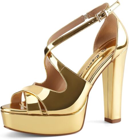 Oh Mispares Wome's Chunky Block High Heel Platform Sandals Peep Toe Sexy Crisscross Strappy Heels for Women Ankle Strap Dress Shoes for Wedding Party Evening Summer in Kuwait