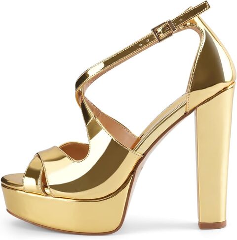 Oh Mispares Wome's Chunky Block High Heel Platform Sandals Peep Toe Sexy Crisscross Strappy Heels for Women Ankle Strap Dress Shoes for Wedding Party Evening Summer in Kuwait