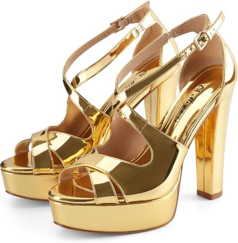 Oh Mispares Wome's Chunky Block High Heel Platform Sandals Peep Toe Sexy Crisscross Strappy Heels for Women Ankle Strap Dress Shoes for Wedding Party Evening Summer in Kuwait