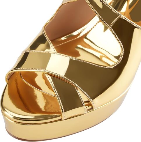 Oh Mispares Wome's Chunky Block High Heel Platform Sandals Peep Toe Sexy Crisscross Strappy Heels for Women Ankle Strap Dress Shoes for Wedding Party Evening Summer in Kuwait