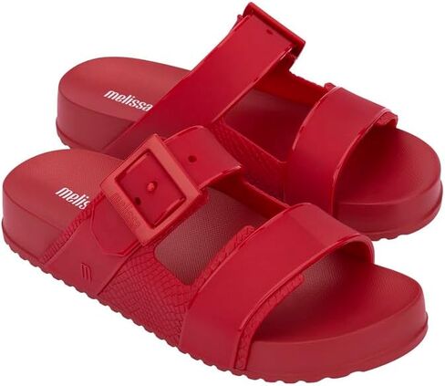 Melissa Cozy Connection Slide - Women's Fashion Sandals with Snakeskin Textural Pattern, Adjustable Buckle - Lightweight EVA Lug Sole - Stylish and Comfortable Slides in Saudi Arabia