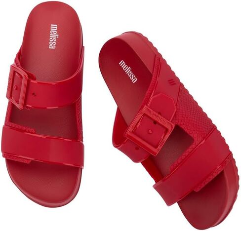 Melissa Cozy Connection Slide - Women's Fashion Sandals with Snakeskin Textural Pattern, Adjustable Buckle - Lightweight EVA Lug Sole - Stylish and Comfortable Slides in Saudi Arabia