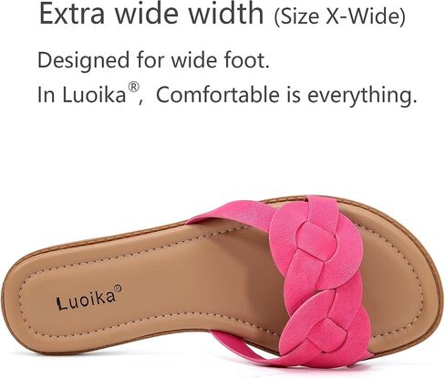 Luoika Women's Wide Width Flat Slides Sandals, Casual Comfortable Summer Beach Shoes Slip on Slide Sandal for Women. in Saudi Arabia
