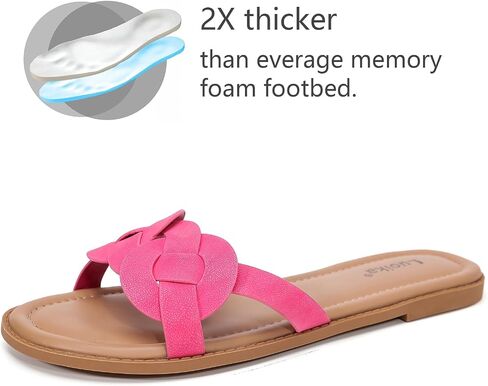 Luoika Women's Wide Width Flat Slides Sandals, Casual Comfortable Summer Beach Shoes Slip on Slide Sandal for Women. in Saudi Arabia