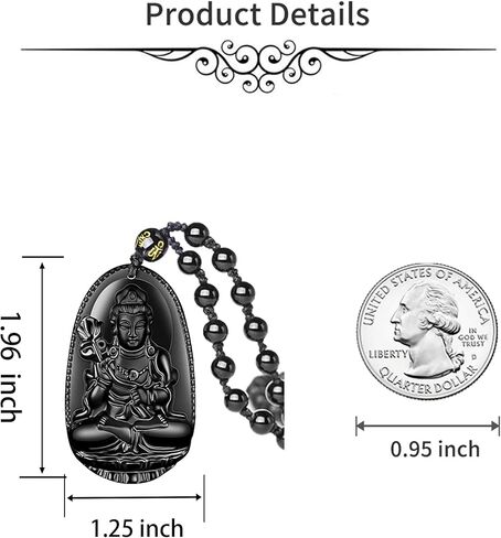 Black Obsidian Necklace Lucky Amulet Protection Pendant with Extended Bead Chain Healing Crystal Stone Talisman Necklaces Jewelry in Kuwait