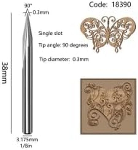 5pc 90 Degree 0.3mm tip Diameter CNC Wood Carving Router v Groove bit 1/8 inch Shank CNC Router bits Engraving CNC Straight bit for Woodworker in Kuwait