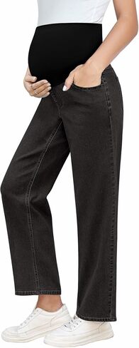 GRAPENT Maternity Jeans for Women Over Belly Comfy Pull On Straight Leg Casual Stretchy Denim Mom Jeans Pregnancy Pants in Saudi Arabia