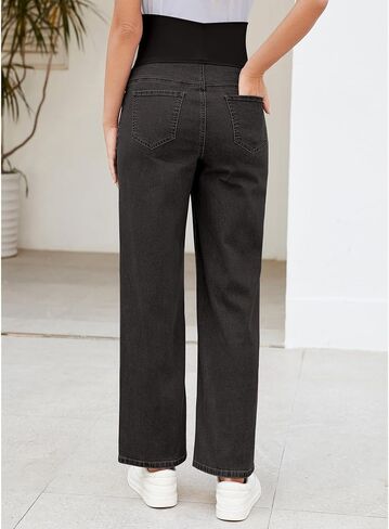 GRAPENT Maternity Jeans for Women Over Belly Comfy Pull On Straight Leg Casual Stretchy Denim Mom Jeans Pregnancy Pants in Saudi Arabia