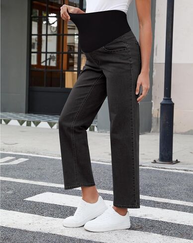 GRAPENT Maternity Jeans for Women Over Belly Comfy Pull On Straight Leg Casual Stretchy Denim Mom Jeans Pregnancy Pants in Saudi Arabia