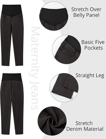 GRAPENT Maternity Jeans for Women Over Belly Comfy Pull On Straight Leg Casual Stretchy Denim Mom Jeans Pregnancy Pants in Saudi Arabia