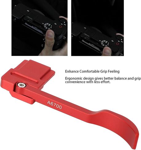 Metal Hot Shoe Thumb Up Rest Hand Grip for A6700 Camera, Aluminum Alloy Ergonomic Design Digital Camera Battery Grips Hot Shoe Thumb Grip (Red) in Kuwait