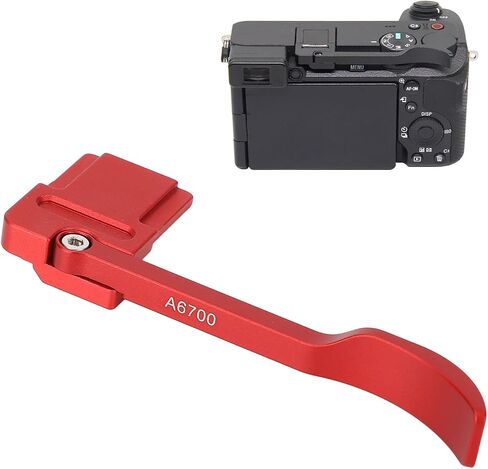 Metal Hot Shoe Thumb Up Rest Hand Grip for A6700 Camera, Aluminum Alloy Ergonomic Design Digital Camera Battery Grips Hot Shoe Thumb Grip (Red) in Kuwait
