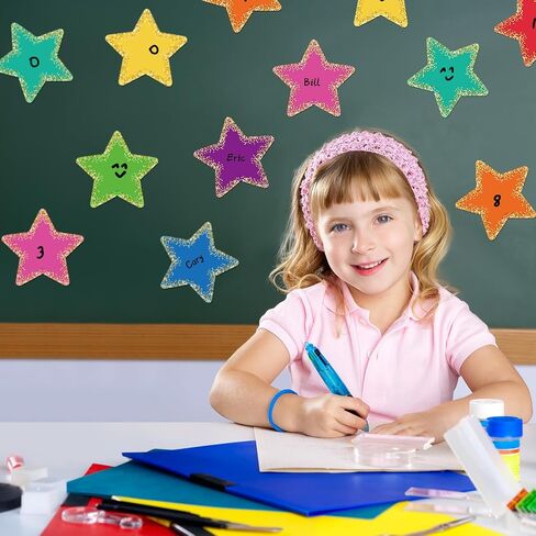 Seajan 108 Pcs Confetti Star Cutouts for Classroom 3.5 Inch Bulletin Board Chalkboard Paper Star Cutouts Decor Assorted Colors Star Accent for DIY Kids Craft School Projects Rustic Party Supplies in Saudi Arabia