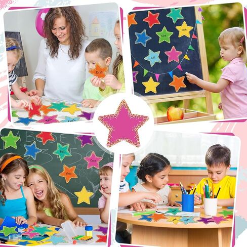 Seajan 108 Pcs Confetti Star Cutouts for Classroom 3.5 Inch Bulletin Board Chalkboard Paper Star Cutouts Decor Assorted Colors Star Accent for DIY Kids Craft School Projects Rustic Party Supplies in Saudi Arabia