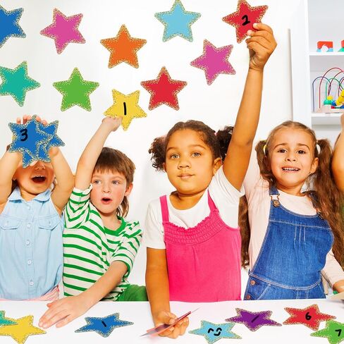 Seajan 108 Pcs Confetti Star Cutouts for Classroom 3.5 Inch Bulletin Board Chalkboard Paper Star Cutouts Decor Assorted Colors Star Accent for DIY Kids Craft School Projects Rustic Party Supplies in Saudi Arabia