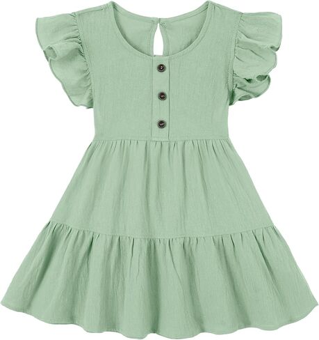 Miipat Toddler Girl Dress Ruffle Sleeveless Summer Cotton Dress Baby Girl Casual Party Dresses Kids Backless A-line Sundress in Kuwait