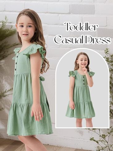 Miipat Toddler Girl Dress Ruffle Sleeveless Summer Cotton Dress Baby Girl Casual Party Dresses Kids Backless A-line Sundress in Kuwait