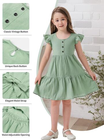 Miipat Toddler Girl Dress Ruffle Sleeveless Summer Cotton Dress Baby Girl Casual Party Dresses Kids Backless A-line Sundress in Kuwait