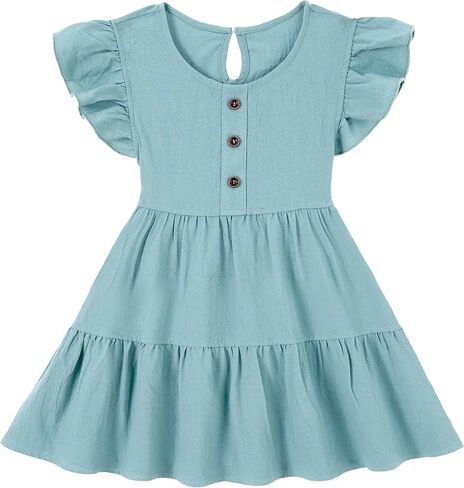 Miipat Toddler Girl Dress Ruffle Sleeveless Summer Cotton Dress Baby Girl Casual Party Dresses Kids Backless A-line Sundress in Saudi Arabia