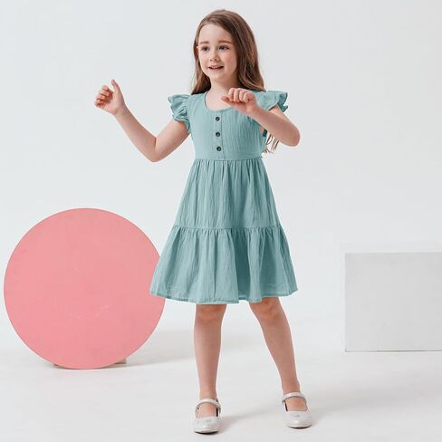 Miipat Toddler Girl Dress Ruffle Sleeveless Summer Cotton Dress Baby Girl Casual Party Dresses Kids Backless A-line Sundress in Saudi Arabia