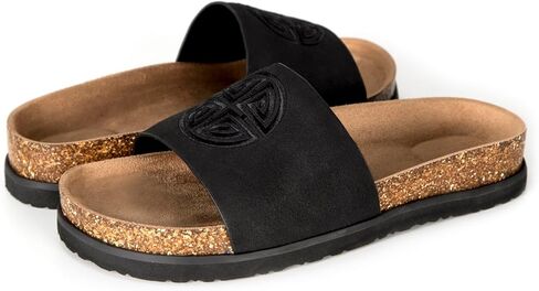 Women's Suede Slide Sandals with Arch Support,Cork Comfortable Summer Flat Sandals for Women 2025 Beach Vacation Shoes,Cute Dressy Sandals Outdoor Slippers in Kuwait