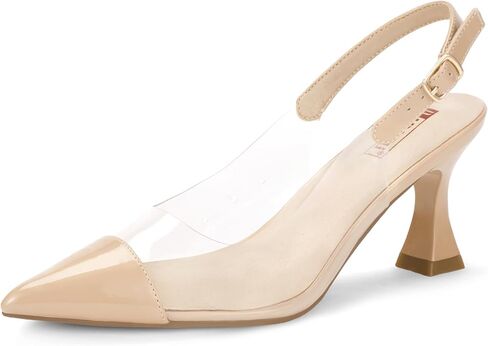 IDIFU IN3 Slingback Clear Heels Women's Pumps Closed Pointed Toe Kitten Low Short Heels Dress Shoes for Women Wedding Bridal Bridesmaid Prom Party Sexy Dressy Cute Trendy Pumps Shoes in Saudi Arabia