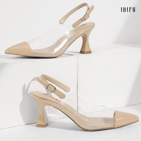 IDIFU IN3 Slingback Clear Heels Women's Pumps Closed Pointed Toe Kitten Low Short Heels Dress Shoes for Women Wedding Bridal Bridesmaid Prom Party Sexy Dressy Cute Trendy Pumps Shoes in Saudi Arabia